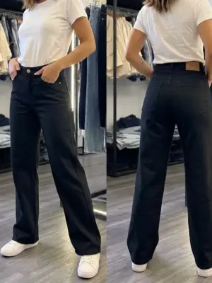PANTALON WIDE LEG DAMA NEGRO