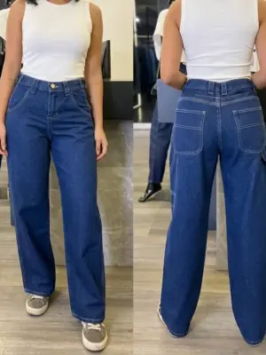 PANTALON BAGGY DAMA AZUL OSCURO