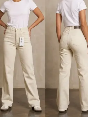 PANTALON DAMA FLARE CREMA