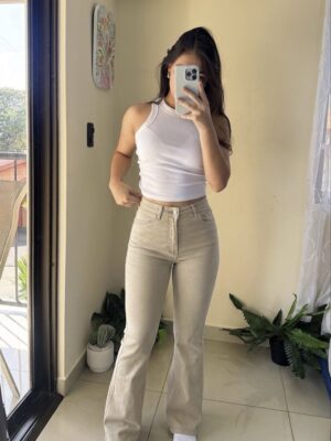 Pantalon Dama Flare Beige