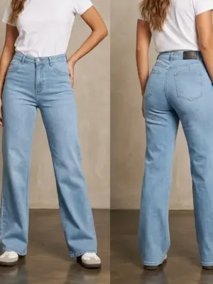 PANTALON DAMA FLARE AZUL CLARO